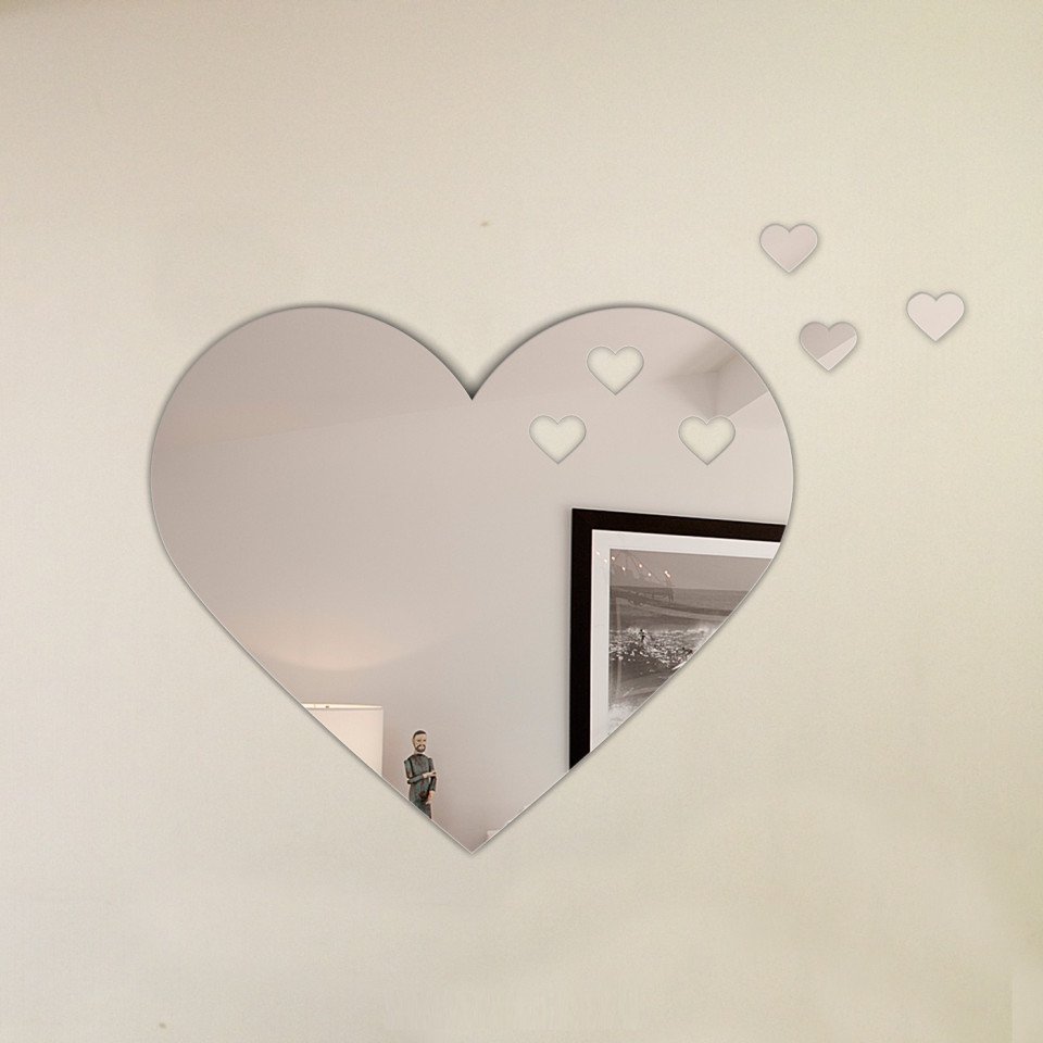Heart Shape Frameless Wall Mirror With 3 Croped Heart Pieces Walmart