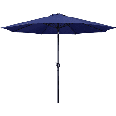 Yaheetech 11FT Patio Umbrella with 8 Ribs and Push Button Tilt and Crank, Navy Blue
