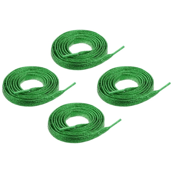 2pair Shiny Flat Shoe Laces, 43" Sparkle Metallic Shoelaces Sequin Shoe Strings for Sneakers Boots Skate Running Shoes, Dark Green
