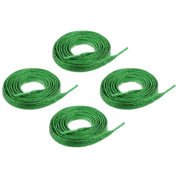 2 pares de cordones planos brillantes, 51" cordones metálicos brillantes para zapatillas, botas, patines y zapatos para correr, verde oscuro