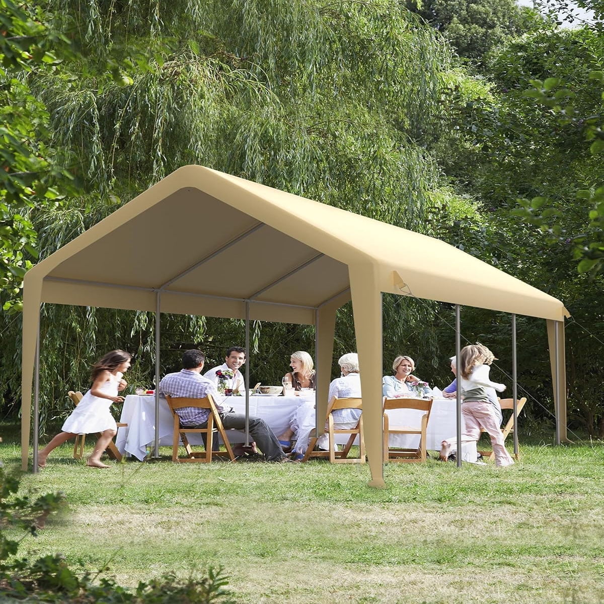 Danolapsi 10'x20' Replacement Canopy Cover Top Heavy-Duty Carport Cover，160G PE Waterproof & UV-Resistant Replacement Canopy Top Only Easy Installation(Frame Not Included)