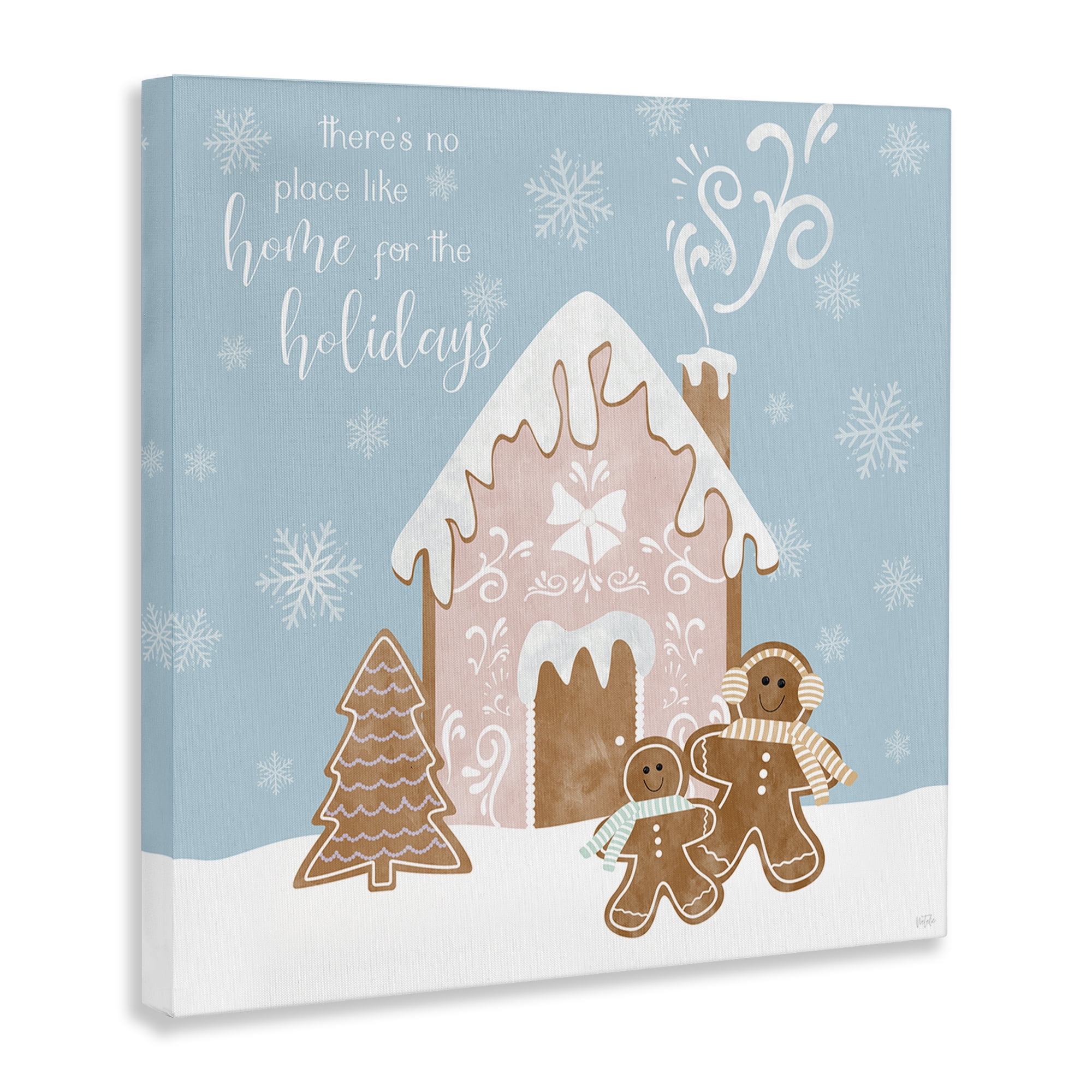 Stupell Industries Holiday Gingerbread Family Holiday Painting Gallery Wrapped Canvas Art Prints Wall Art, 17 x 17