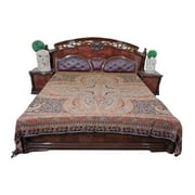 Mogul Indian Luxury KASHMIRI JAMAVAR Bedspread PASHMINA Reversible Bedding Bed Throw