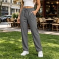 thumbnail image 6 of Womens Sweatpants Solid Color Chunky Ribbed Elastic Waist with Pocket Sports Trousers Soft Skin-Friendly Everyday Wear, 6 of 8