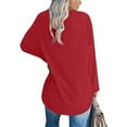 thumbnail image 6 of YWDJ Graphic Tees for Women Trendy Women's Casual V-Neck Long Sleeve Solid Loose Shirt Blouse Tops Red XL, 6 of 6