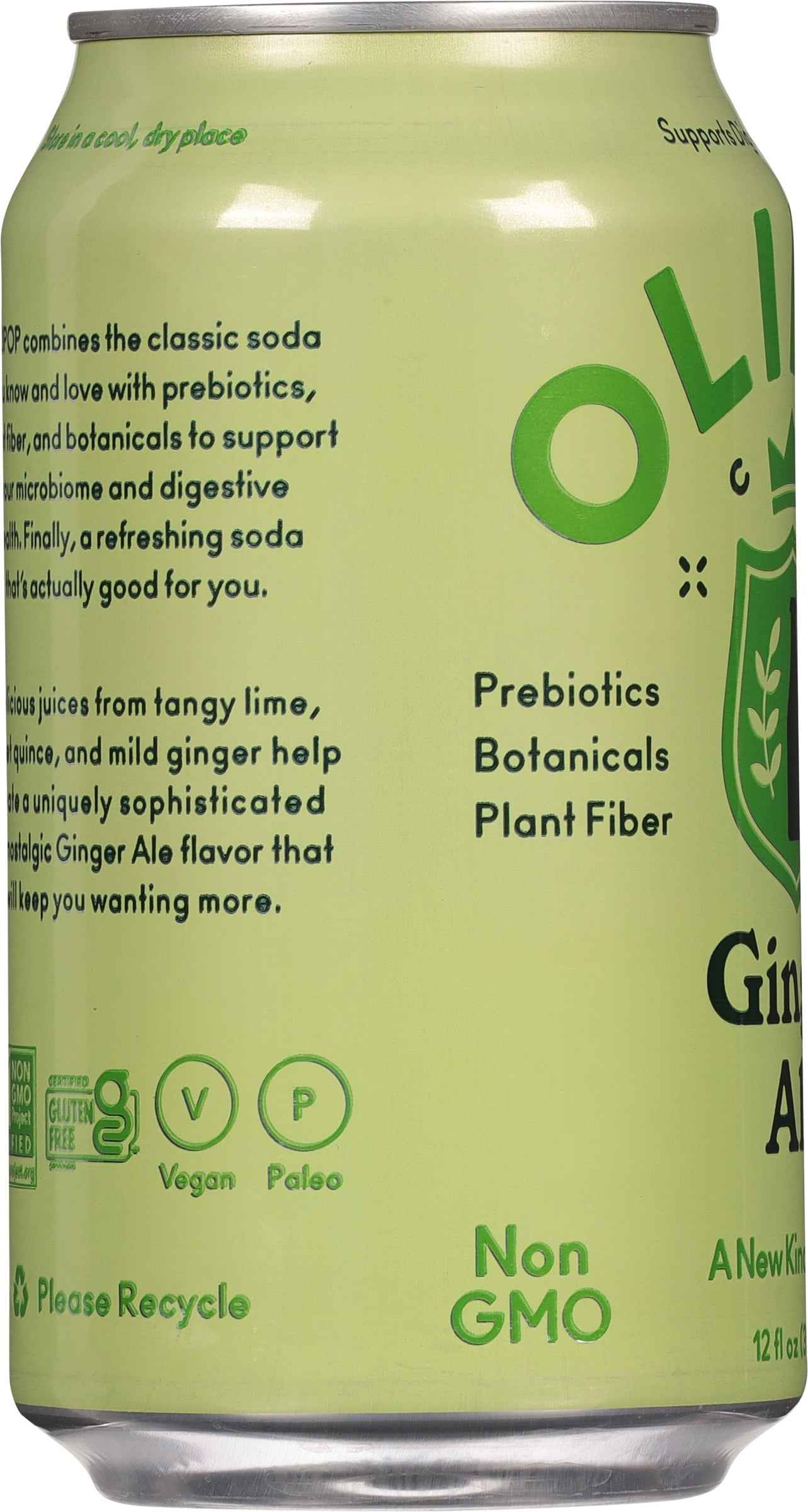 (3 pack) OLIPOP Prebiotic Soda, Ginger Ale, 12 fl oz, Pantry Packs