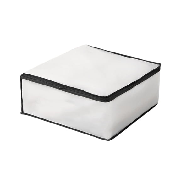 Unique Bargains 1 Pc Small Storage Bag Storage Bins 15.75"x11.81"x7.87" Clear White Black PEVA