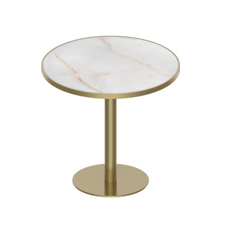 Round Modern Dining Table 31.5 Inches Bistro Table Tulip Table with Faux Marble Top, Easy Assemble, Sturdy Metal Frame Diameter