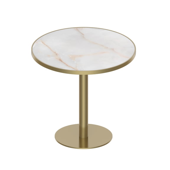 Round Modern Dining Table 31.5 Inches Bistro Table Tulip Table with Faux Marble Top, Easy Assemble, Sturdy Metal Frame Diameter