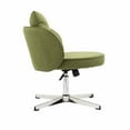 thumbnail image 3 of Accent Desk Chair No Wheel with Back Cushion, Height Adjustable Vanity Chair, Armless Ergonomic Swivel Chair for Bedroom, Living Room, Green, 3 of 9