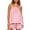 Pink, variant on Women's Gingham 2 Piece Pajama Set Flowy Peplum Babydoll Cami Top Wide Leg Shorts Summer Loungewear Outfit (01Purple ,L)