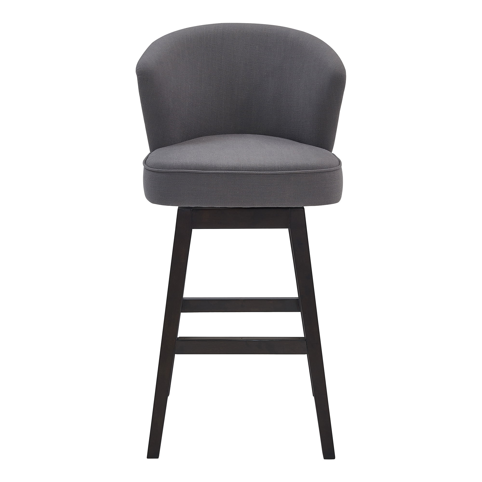 Detroit 30" Bar Height Wood Swivel Barstool in Espresso Finish with Grey Fabric