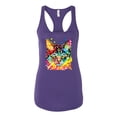 thumbnail image 2 of Wild Bobby Dean Russo Colorful Blue Eyes Cat Cat Lover Women Racerback Tank Top, Purple Rush, Small, 2 of 5