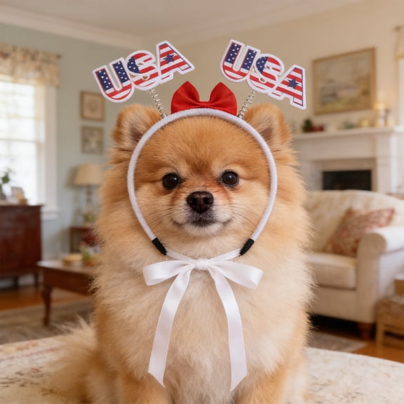 Independence Day Pet Hat Costume, Adjustable Patriotic Headwear Party Accessory for Small Medium Dogs Cats