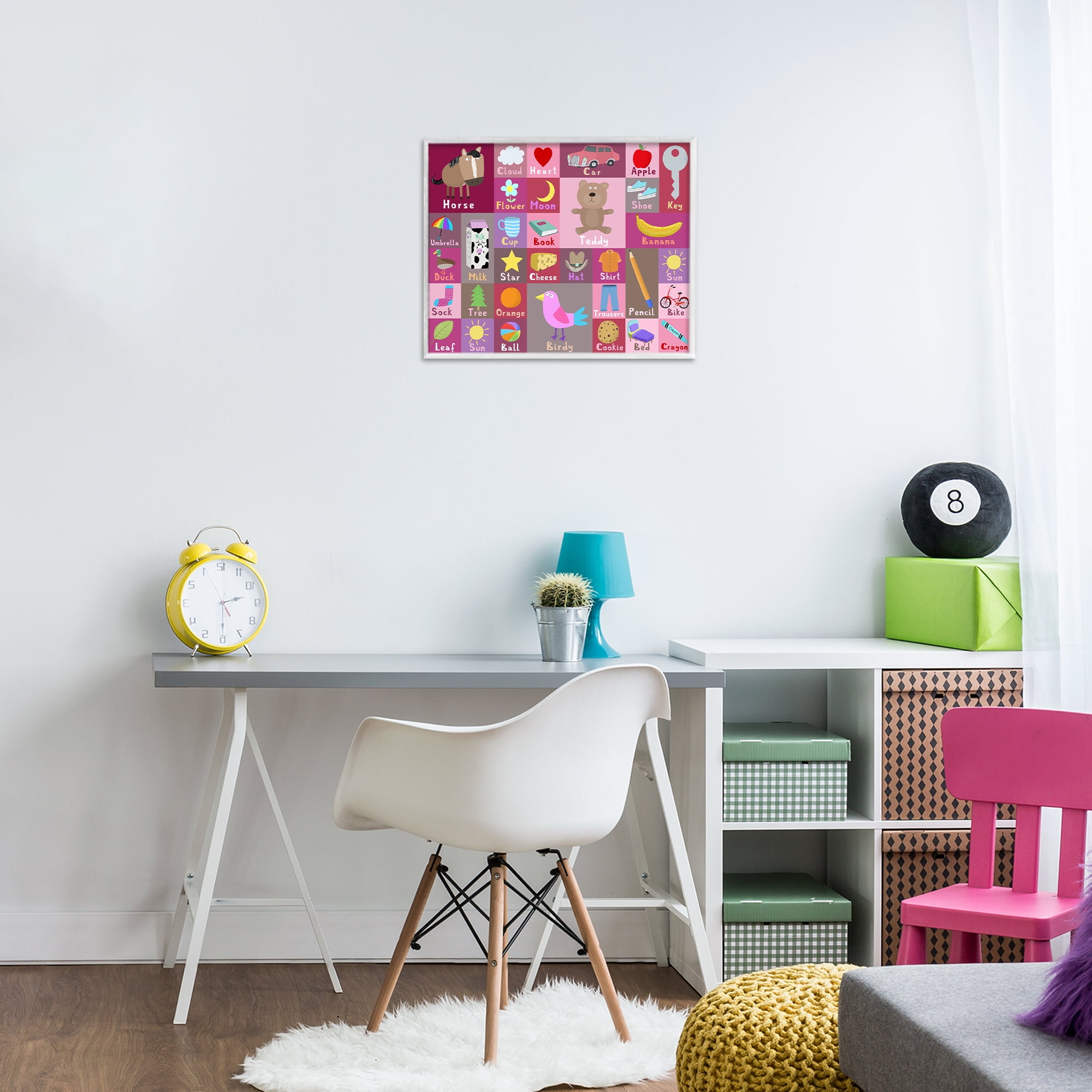 Stupell Industries Pink First Words White Framed Giclee Art, design by Carla Daly