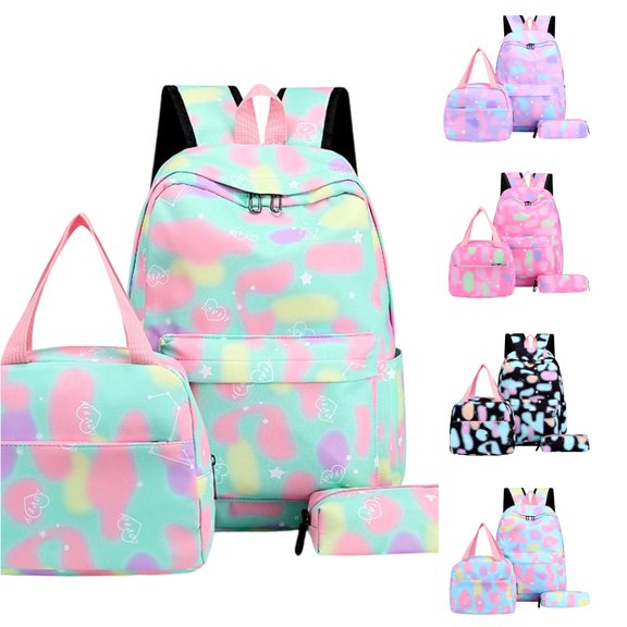 UJNDER Lightweight Gradient 3-Piece Backpack for Elementary and Middle Pretty Daypack with Stylish Design Middle School Backpacks for Girls,07_Green,Mid