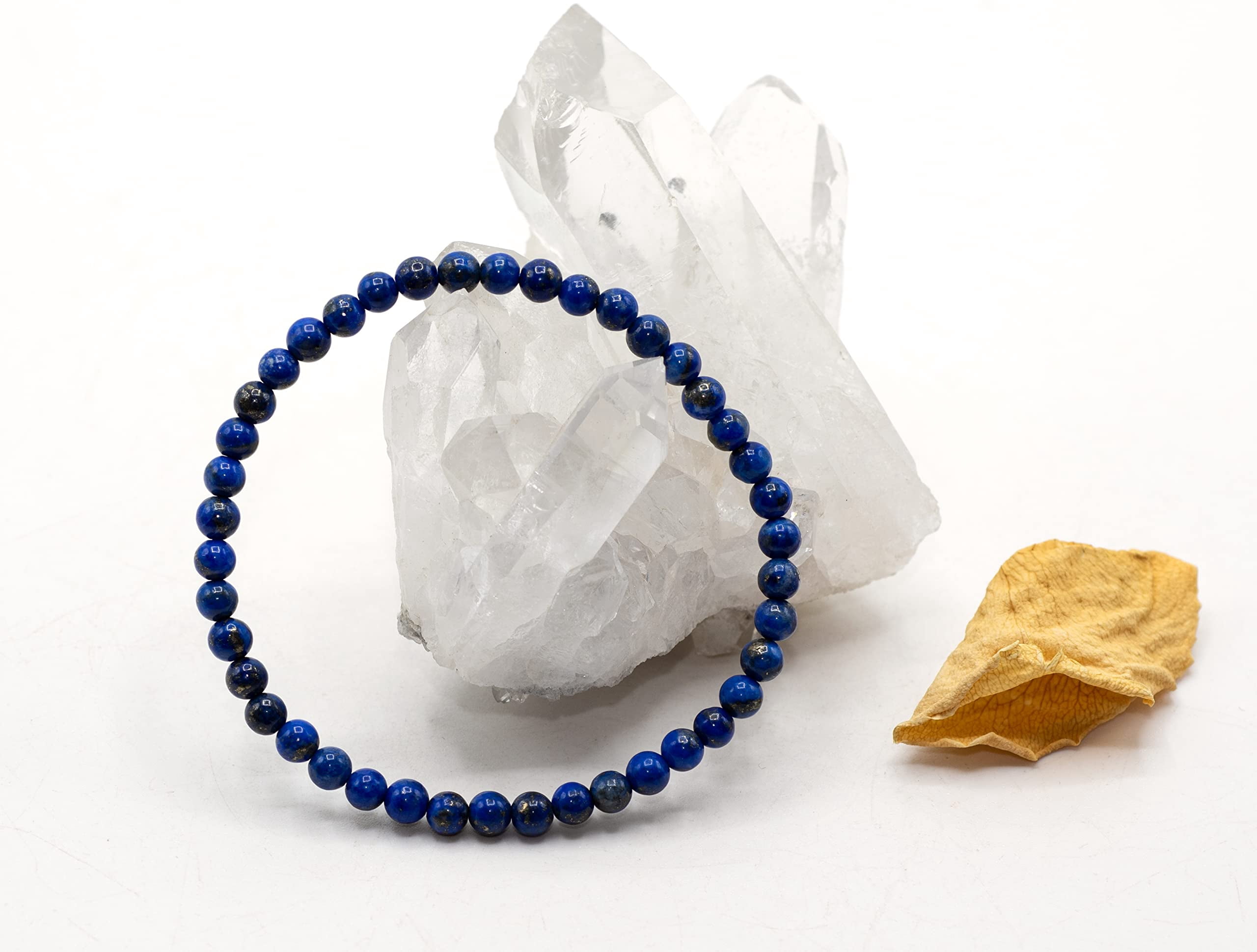 LTC Designs 4 mm Genuine Lapis Lazuli Stretch Bracelet, 7.5" Blue Jewelry Stone Bracelets, Stone of Truth, for Men,Women, and Friends. Christmas Gifts. Stocking Stuffers.