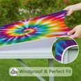 thumbnail image 6 of Colorful Rainbow Tie Dye Spiral Pattern Square Fitted Tablecloth with Elastic Edge,Square Table Cover,Washable Elastic Table Cover for Home Kitchen Party Decor 36"x36", 6 of 6