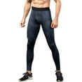 thumbnail image 2 of Active Men's High Performance Compression Leggings Full-Length with Honeycomb Texture and Elastic Waistband - Large, Black, 2 of 7