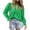 Green, variant on Casual Women's Tops Fashion Plus Size Women's Casual Long Sleeve V-Neck Solid Color Button Long Sleeve Top Loose Hollow Lace Embroidery Shirt