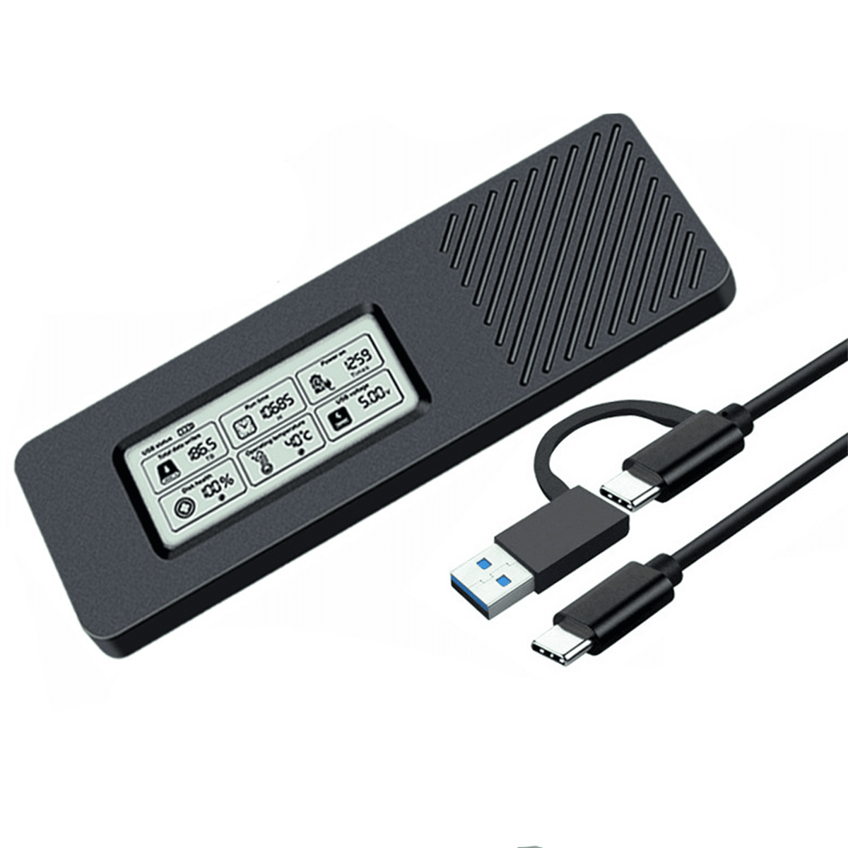 M.2 Hard Drive Box NVME/NGFF Dual Protocol SSD Enclosure NVME to USB3.2 Intelligent Digital Display M.2 Case,1 x Hard Drive Case with accessories 1 x Chinese and English instruction manual