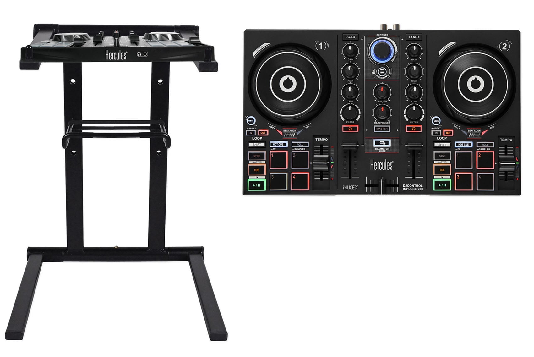 Hercules DJ CONTROL INPULSE 200 4Pad DJ Controller w/Sound Card+Stand