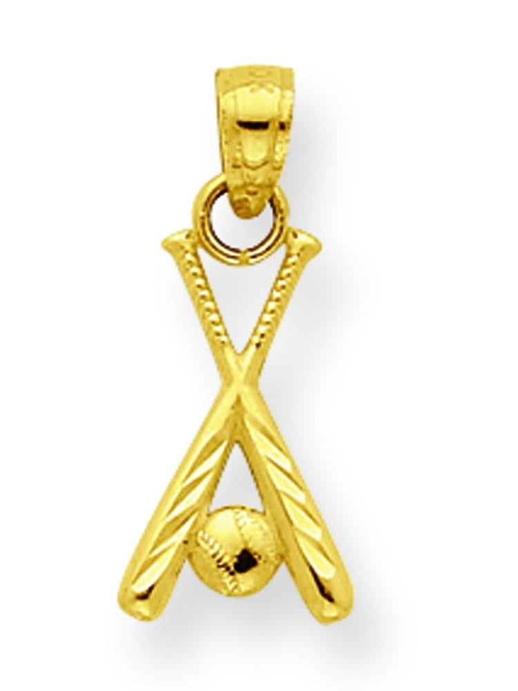10K Gold Baseball Bats Charm Pendant Jewelry