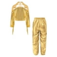 thumbnail image 4 of Haitryli Kids Boys Girls Sparkle Coat with Jogger Pants Set Dance Workout Jazz Hip Hop Clothes Set 6-16 Years Gold 6, 4 of 5