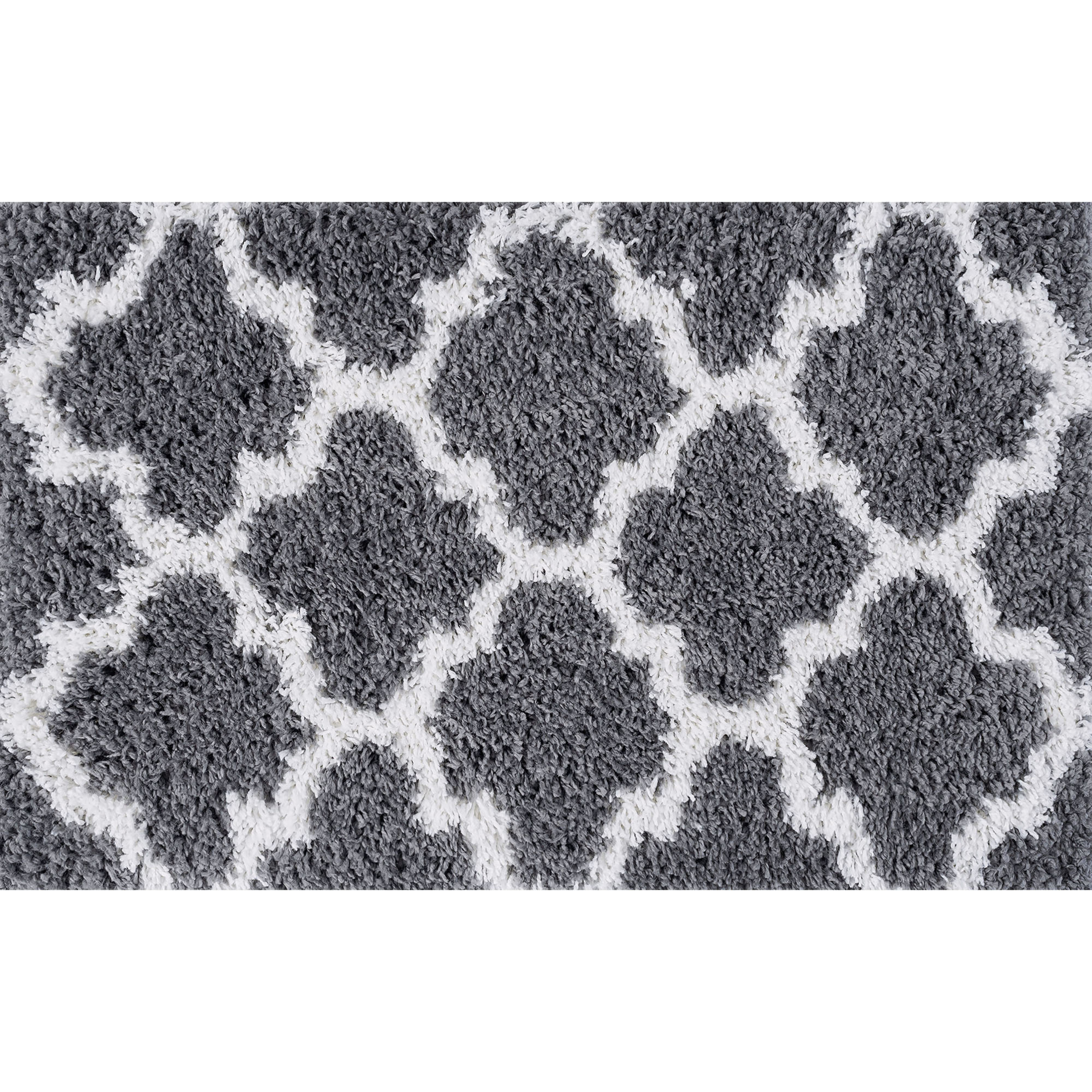 Jersey Shag Transitional Geometric Gray and White Polypropylene Indoor Area Rug, 2'x3' Rectangle