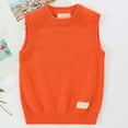 thumbnail image 2 of NOLDARES Girls Boys Uniform Sweater Vest Teens Kids V Neck Casual Sleeveless Knit Vest Slim Fit Fall Winter Trendy Clothes(Orange,7-8 Years), 2 of 3