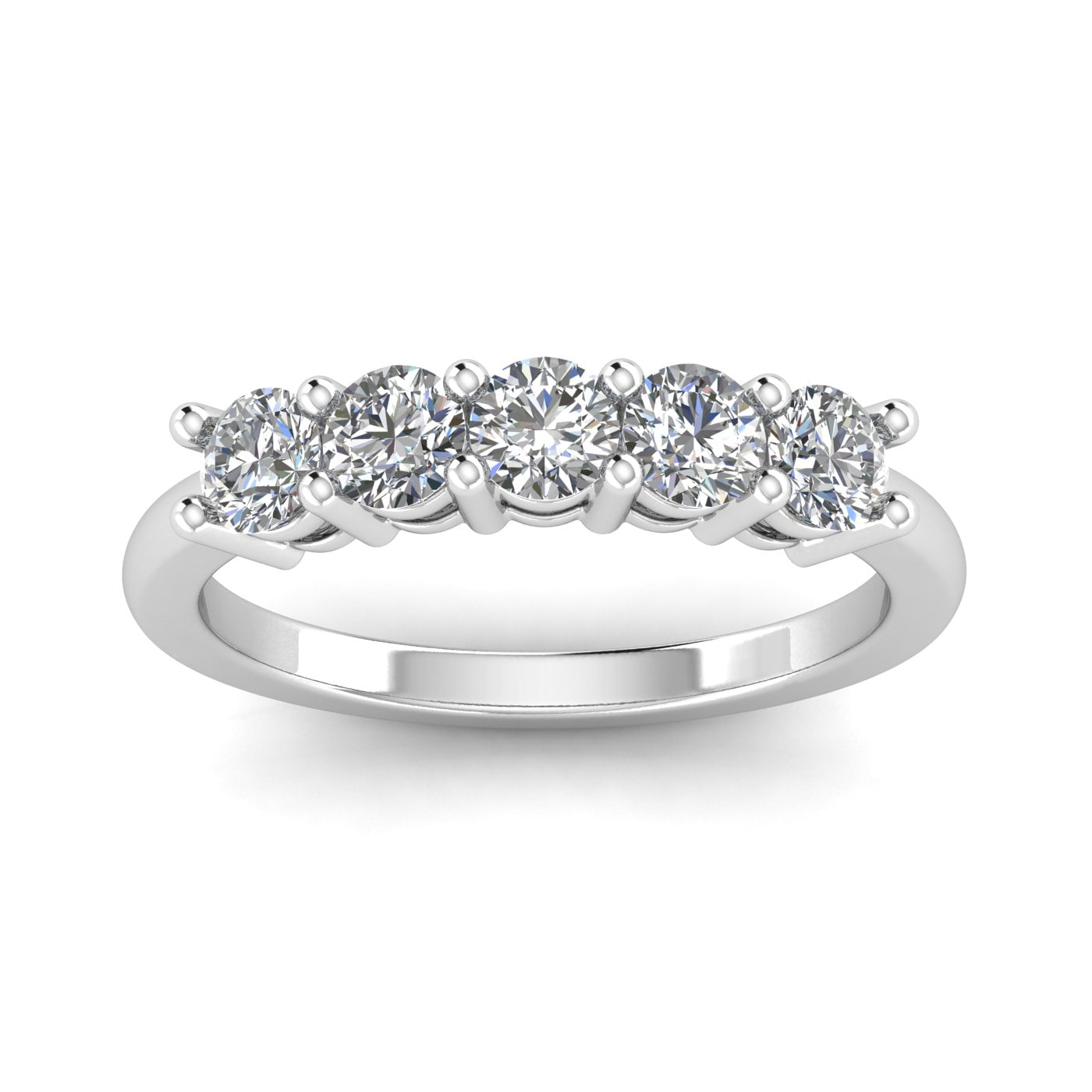 1.00ctw Diamond Five Stone Wedding Band in 14k White Gold (G-H, I2)