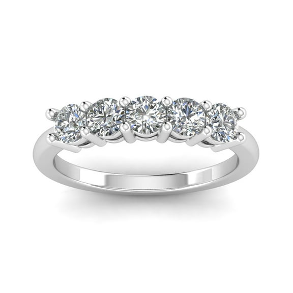 1.00ctw Diamond Five Stone Wedding Band in 14k White Gold (G-H, I2)