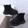 thumbnail image 5 of Autumn Leather Combat Pull On Boots （Toddler/Little Kids） Children Winter Ankle Boots,Color:Black,Size:4-4.5 Years, 5 of 7