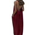 thumbnail image 6 of Hduncf Backless Cami Dresses for Women Cami Lounge Dress Backless Solid Color Sleeveless House Dress Long Sundress with Back Tie Red L, 6 of 9