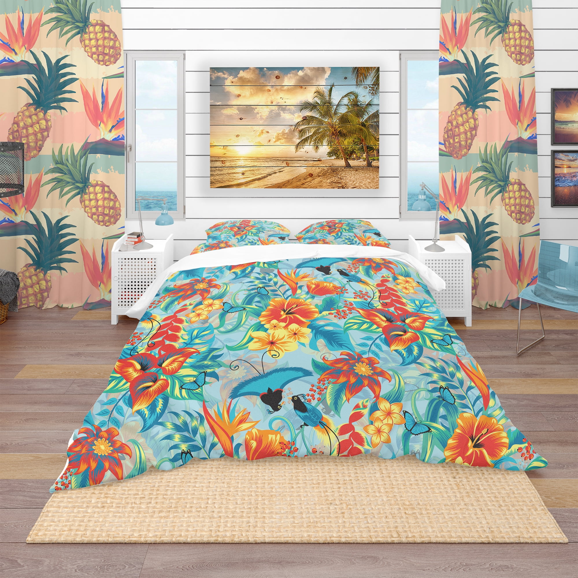 Designart 'Tropical Pattern' Tropical Duvet Cover Set