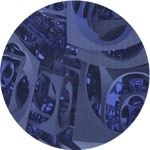 Ahgly Company Indoor Round Patterned Royal Blue Area Rugs, 3' Round