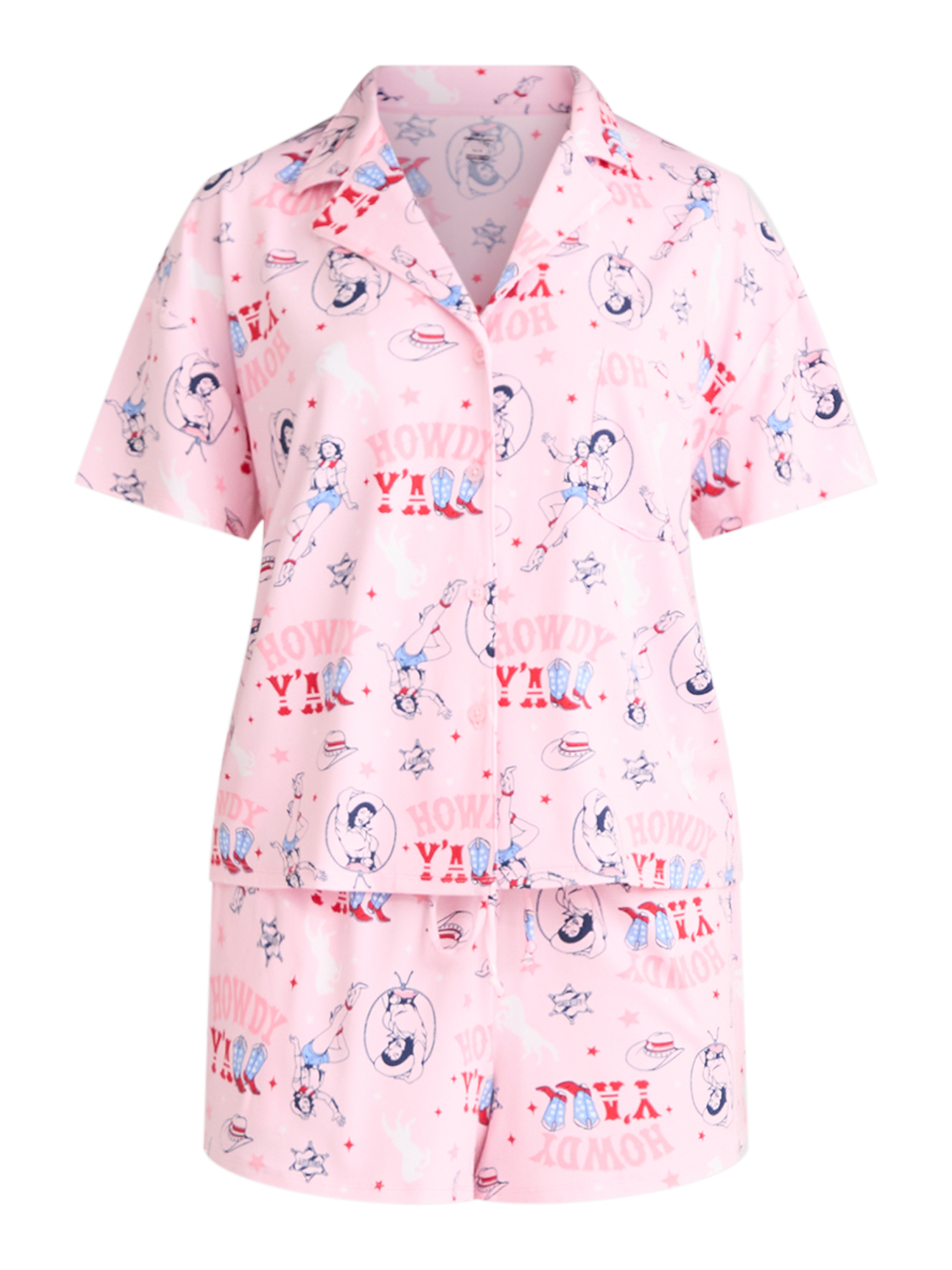 Way to Celebrate Women's Americana Notch Collar Top and Shorts Pajama Set, 2-Piece, Sizes XS-3X