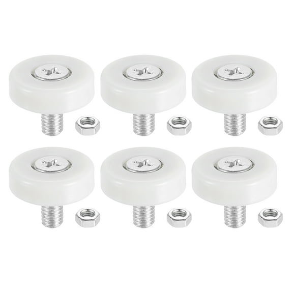 Uxcell 6 Pack Drawer Rollers, 22mm Plastic Drawer Pulley Sliding Positioning Rollers Slide Guide Bearing Small Pulleys with Nuts for File Cabinet Slides, White