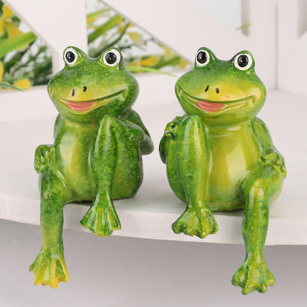YLSHRF Resin Ornament,2pcs Resin Frogs Statue Outdoor Garden Decoration