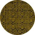 thumbnail image 1 of Ahgly Company Indoor Round Abstract Yellow Modern Area Rugs, 4' Round, 1 of 4
