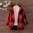 thumbnail image 5 of UQJfacai Girls Fleece Jacket Sherpa Plaid Long Sleeve Winter Coat Kids Fall Casual Open Front Hooded Cardigan Outerwear 2-8 Years, 5 of 6