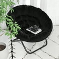 thumbnail image 4 of Flash Furniture Gwen 38" Oversize Portable Faux Fur Folding Saucer Moon Chair for Dorm and Bedroom, Black Faux Fur/Black Frame, 4 of 12