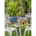 thumbnail image 3 of Outdoor Tablecloth with Umbrella Hole for Patio/Picnic/Party/Camping, Farmhouse Floral Pig Waterproof Table Cloth Round Cover Washable, Spring Sunflowers Butterfly Brown (Dia 54"), 3 of 9