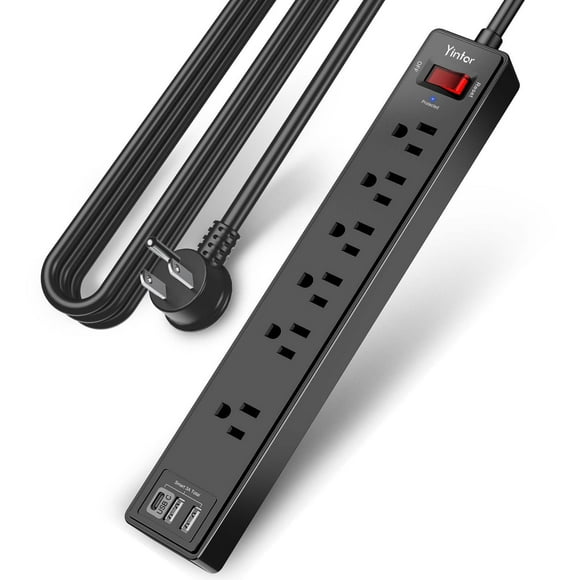 Protector contra sobretensiones Yintar de 10 pies con 6 tomas de corriente alterna y 3 USB