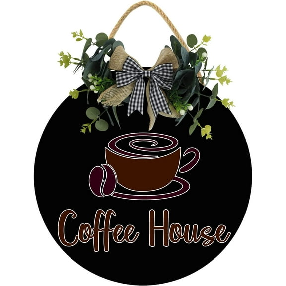 Eveokoki 12" Coffe Cafe House Sign,Coffee Bar Sign Farmhouse Coffee Wooden Sign,Rustic Wood Coffee Table Sign Vintage Coffee Wood Plaque Decor