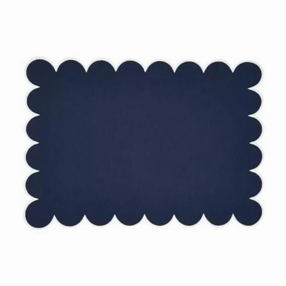 Saro Lifestyle 8123.NB1420B 20 x 14 in. Eco Scallop Border Rectangle Placemat, Navy Blue - Set of 4