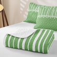 thumbnail image 4 of Castle Fairy Minimalism Linear Stripe Twin Quilt Set 2 Pieces,Retro Lace Trim Twin Coverlet Set,Sage Green White,1 Bedspread and 1 Pillowcase, 4 of 7
