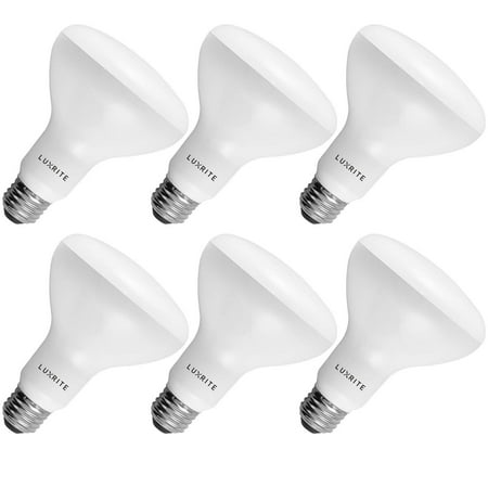 6-Pack BR30 LED Bulb, Luxrite, 65W Equivalent, 4000K Cool White, Dimmable, 650 Lumens, LED Flood Light Bulbs, 9W, E26 Medium Base, Damp Rated, Indoor/Outdoor - Living Room, Kitchen, Recessed