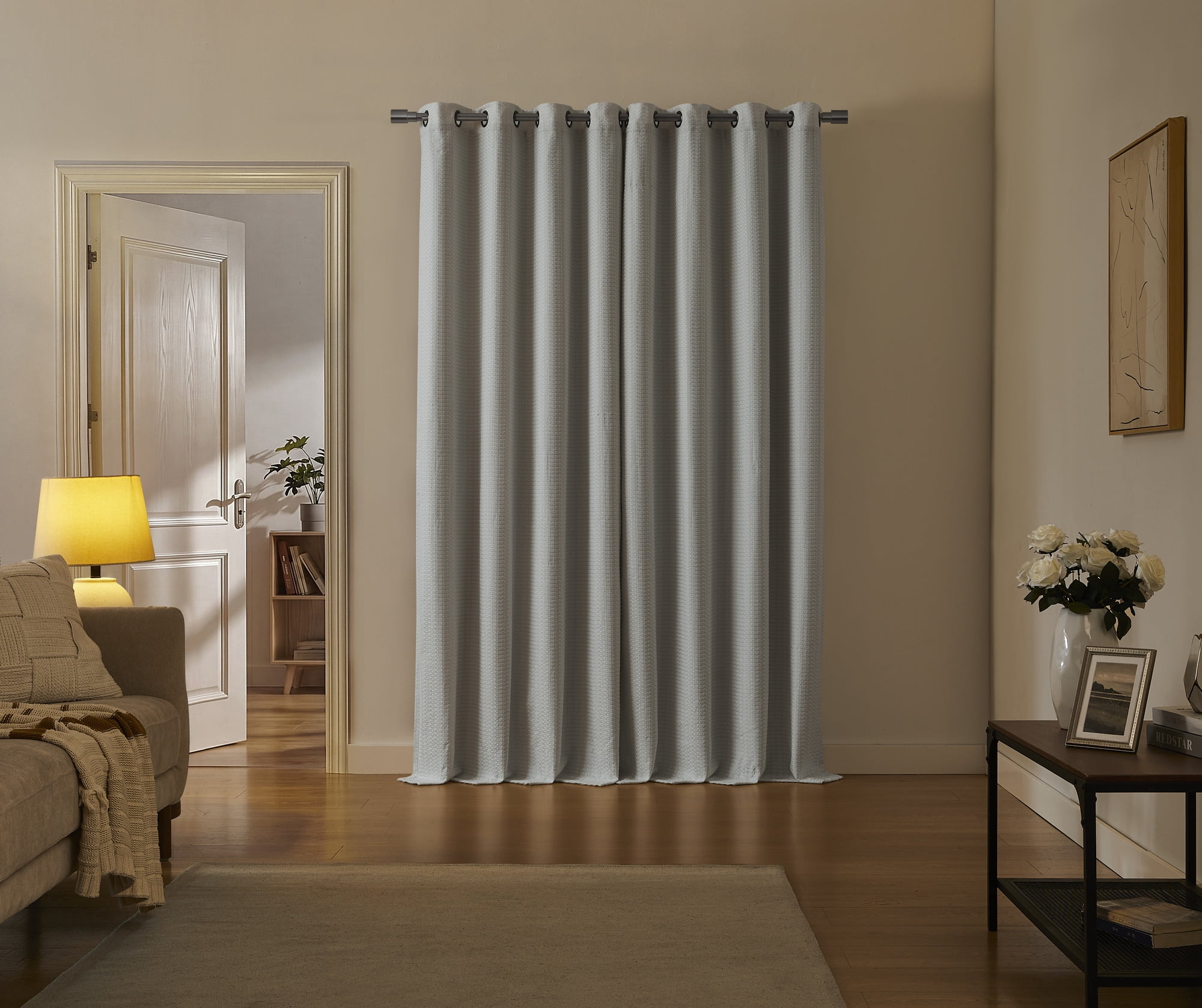 Cheyanne SUNSHIELD SIGNATURE Blackout Curtains for Living Room and Bedroom, 50” x 95”, White