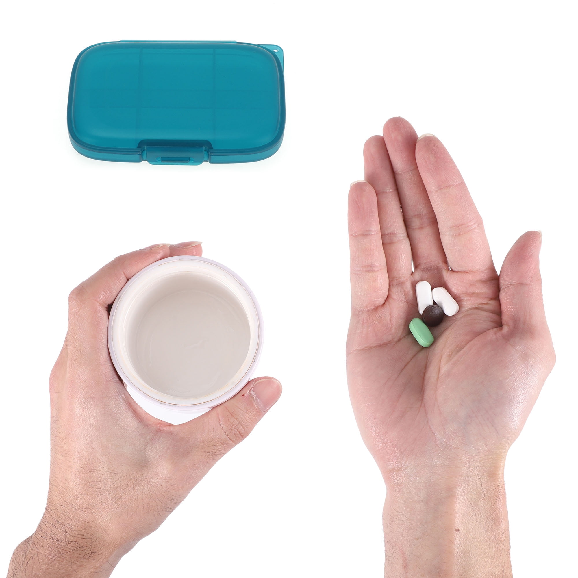 Unique Bargains 6 Grids Single Layer Pill Box 1Pc Blue